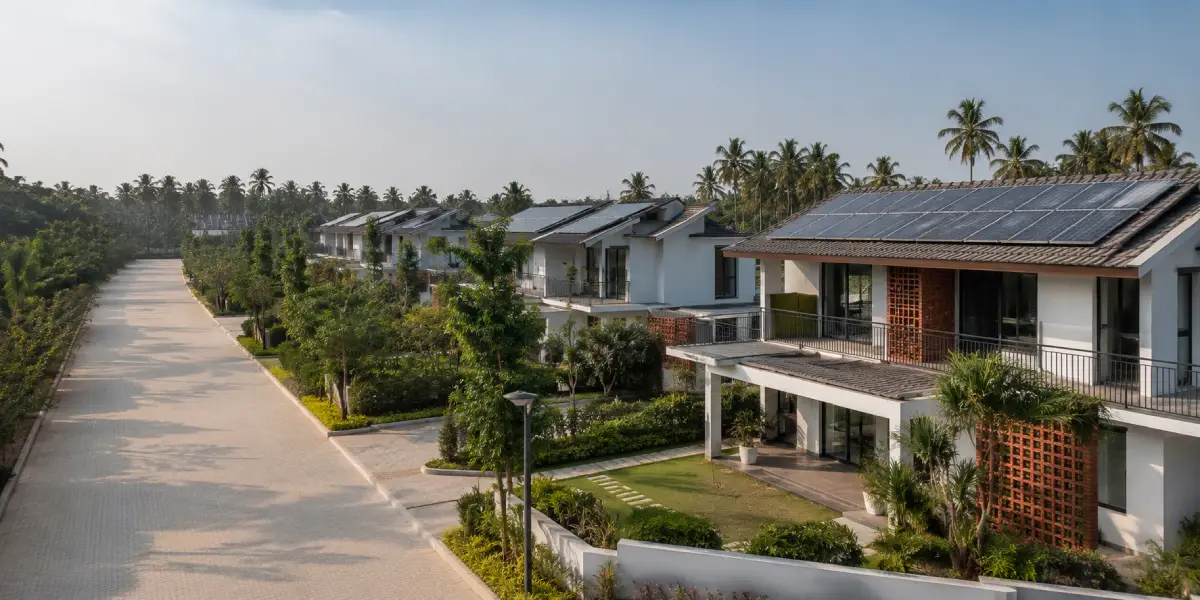 Illustration representing low-density gated communities and sustainability features as selling points for Mangalore real estate